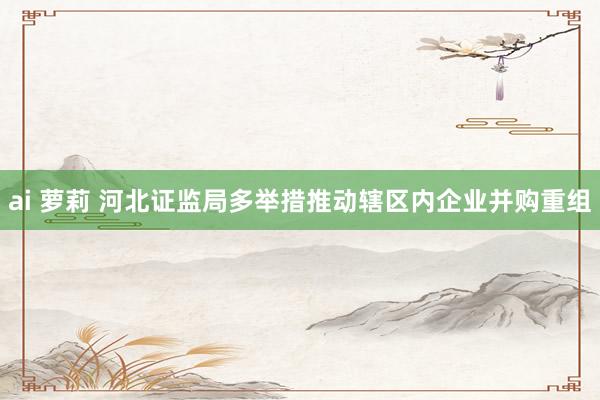ai 萝莉 河北证监局多举措推动辖区内企业并购重组
