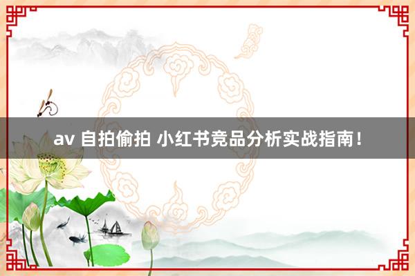 av 自拍偷拍 小红书竞品分析实战指南！
