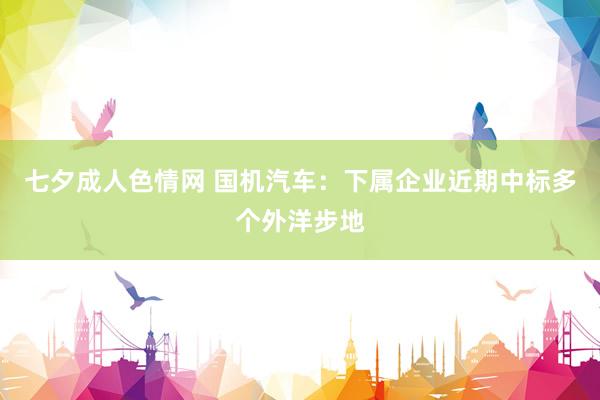七夕成人色情网 国机汽车：下属企业近期中标多个外洋步地